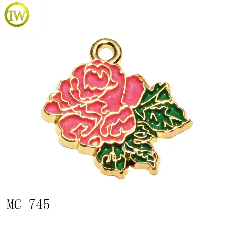 Pendentif floral personnalisé, magnifique logo en émail, étiquette à faire soi-même, accessoires bijoux pour la fabrication de colliers, pièces