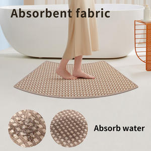Tapis de salle de bain tressé en forme de U, antidérapant, en fibre de polyester, à motif géométrique, pour le sol de la douche - Product Image 4