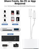 Lector de Tarjetas SD REXIAO RX-054 para iPhone, iPad, Cámara, USB-C, Ranura Dual para Tarjetas, USB 3.0, Compatible con Tarjetas SD/TF