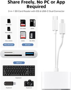 Lecteur de carte <span class=keywords><strong>SD</strong></span> pour iPhone iPad Appareil photo avec USB C, Lecteur de carte mémoire USB 3.0 à double emplacement prend en charge l'adaptateur de carte <span class=keywords><strong>SD</strong></span>/TF - Product Image 2
