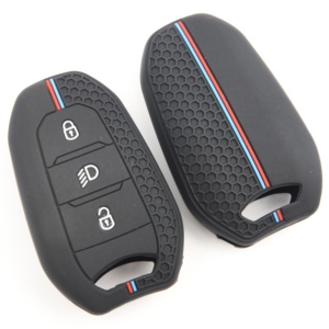 Funda de silicona premium para llave de Peugeot 208 308 <span class=keywords><strong>Citroen</strong></span> C3 <span class=keywords><strong>C4</strong></span> C5, antiarañazos, a prueba de polvo, protector de llave remota de ajuste completo - Product Image 1