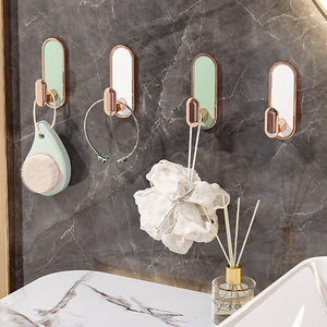 Adhesive Hooks Removable Wall Mount For Bathroom Kitchen Bedroom Clothes Storage 4 Pack Mint Green Gold Platinum - Product Image 1