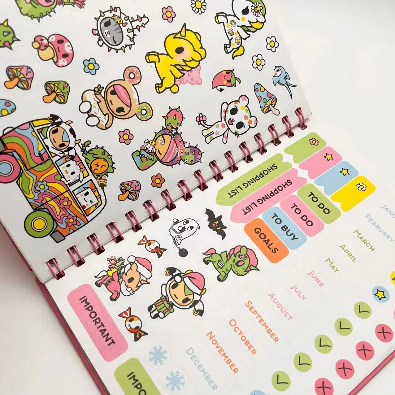 2024 New School Stationery Gifts Custom Cartoon Printing Paper Cardboard Cover Cute Kids Mini Notebooks Journal With Stickers