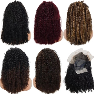 Letsfly 76$ Promotion Perruques en dentelle frontale 13x4 Jerry Curly de 18 pouces, 250 grammes, noir, marron avec reflets bordeaux, 100% cheveux humains, 10A - Product Image 1