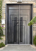 Porte d'entrée extérieure double en fer forgé sur mesure, artisanale, renforcée, antivol, de qualité supérieure, pour villas