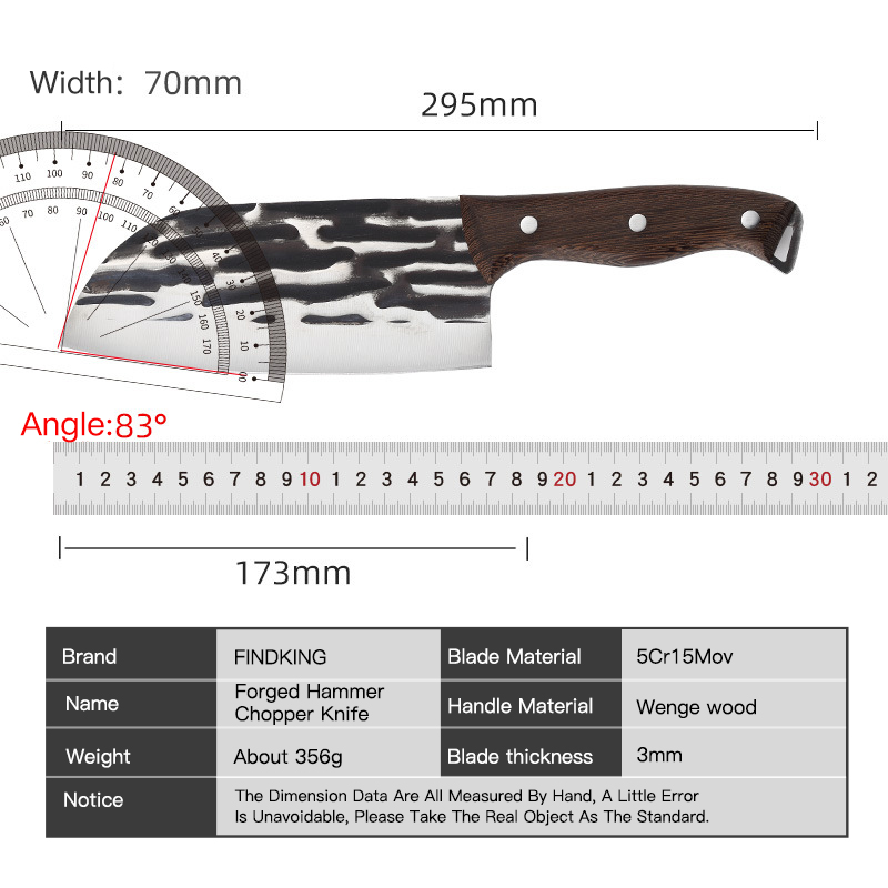 FINDKING Kitchen Outdoor Full Tang Handle 7 Inch Handmade Forged Chopper Kitchen Knife Stainless Steel Butcher Knife