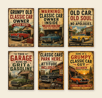 Plaque Métallique Vintage Amusante Voiture Classique Rustique Rétro Décoration Murale pour Bar, Atelier ou Caverne Masculine
