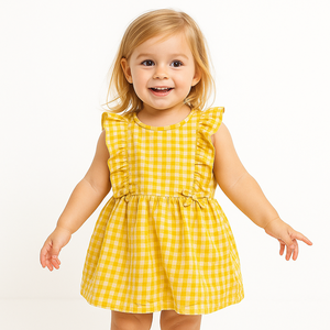 À la mode Plaid été sans manches dessin animé mignon enfant en bas âge bébé fille coton robe âge 2-7 ans belle fille vêtements - Product Image 3