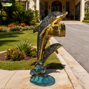 Buzón Decorativo de Lujo para Exteriores, de Bronce Fundido con Forma de Delfín, Buzón de Latón Antiguo con Estatua de Cobre para Decoración de Jardín, Villa o Propiedad - Product Image 1