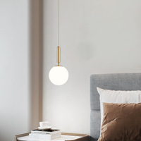 Lampe à Suspension Boule de Verre Opale de Luxe en Cuivre Décoré Créatif H65 Lustre en Forme Ronde