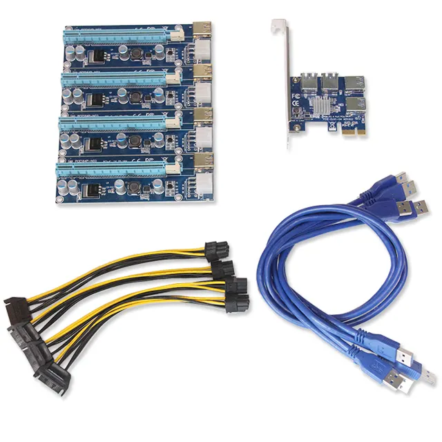 Sıcak satış EUX104 PCIe kart 1 için 4 PCI Express 16X yükseltici kart PCI-e 1X yuvası 4 PCIe harici PCIe 1 için 4port USB 3.0 adaptör kartı