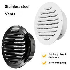 Grille <span class=keywords><strong>d</strong></span>'aération ronde en acier inoxydable noir avec peinture cuite, à embout plat, pour sortie de ventilation et couvercle de grille <span class=keywords><strong>d</strong></span>'échappement - Product Image 2