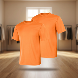 Camiseta Personalizada de Manga Corta con Cuello Redondo para Hombre, Color Naranja, Lisa, Informal, de Algodón, Venta al por Mayor, OEM, ODM, Marca Privada - Product Image 4