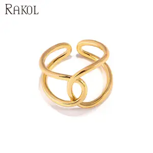 RAKOL-Anillo de plata de primera ley con forma de cruz para mujer, sortija ajustable, plata esterlina, Circonia cúbica, zirconia, circonita, zirconita, circón, corte irregular