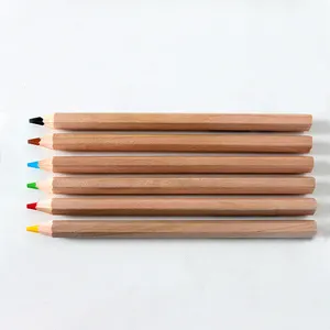 Fournisseur d'art écologique, ensemble de 6 crayons de couleur en bois naturel de taille jumbo, crayons de couleur imprimés avec logo personnalisé pour enfants