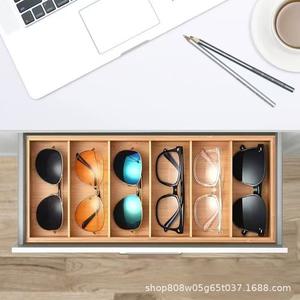 Caja de almacenamiento de gafas de madera, organizador rectangular de madera natural con múltiples compartimentos para oficina, para gafas de sol, correa de reloj - Product Image 4