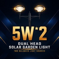 Lampe solaire de jardin à double tête en diamant rond, étanche, à LED, pour villa, parc, cour, pelouse, chemin, décoration