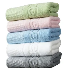 Spa Towels 100 Cotton SPA Towel Set Dobby Style Jacquard Logo Body Face Cloth Hand Towels 100% Cotton