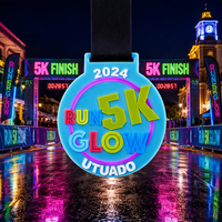 Médaille Sportive Personnalisée en Acrylique Luminescente pour Course Nocturne 5K, Marathon, Récompenses et Prémiers pour les Finalistes