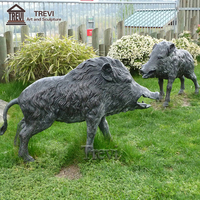 Statues d'animaux sauvages en métal extérieur de taille réelle Sanglier De Porc Sauvage En Bronze Cochon Sanglier Sculptures
