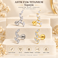 Clous d'oreilles spirale en titane plaqué or ASTM F136 avec zircon taille Asscher, bijoux de corps tendance pour enfants, cadeau de mariage et de fiançailles