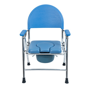 Folding <b>Commode</b> <b>Chair</b> KY817LB Blue With Padded Seat And Back For Seniors And Disabled Bathroom Safety Equipment - Product Image 1