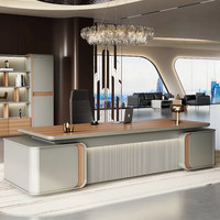 Ensemble de mobilier de bureau moderne de luxe en bois avec bureau et chaise de PDG/directeur, garantie de 3 ans, pré-assemblé