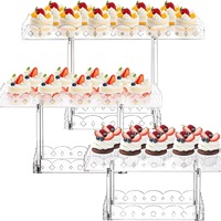 Gaojian Support à gâteau en acrylique à 2 niveaux Table de buffet carrée transparente pour desserts et aliments Présentoir à cupcakes et aliments-Outils pour gâteaux