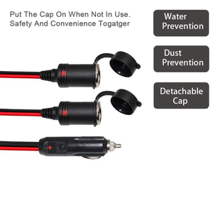12-24V High Quality 6ft RoHS Certified 2*Female Cigarette Lighter <b>Car</b> Charger Male to Two Female Extension Cable for Automobile - Product Image 5