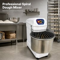 Mélangeur à spirale en acier inoxydable de qualité alimentaire avec bol poli et grille de sécurité, machine à pétrir la farine robuste pour boulangerie