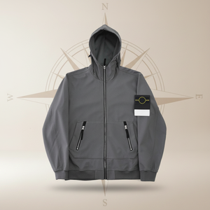 Luxury fashion stone loose vintage grey fasion windproof waterproof outdoor island hooded lightweight <b>jacket</b> for men - Product Image 4