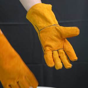 Guantes de Cuero Vacuno Dongfanghong OEM para Soldadura MIG, Resistentes a Cortes, Abrasión y Calor, Color Naranja - Product Image 2