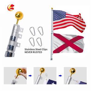 Atacado ao ar livre inoxidável 3m 4m de alumínio mastro telescópico mastro da bandeira e cap parte - Product Image 3