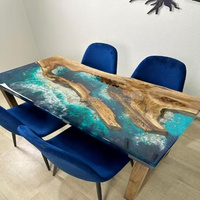 Dernier prix pas cher Personnalisation de meubles de maison Restaurant en bois de noyer massif rivière dalle de résine époxy cuisine café Table à manger
