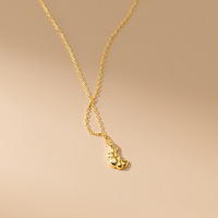 S925 Mini Collier Croissant pour Femme Design de Niche Tendance avec Diamant et Or Plaqué Or pour Fiançailles ou Anniversaire