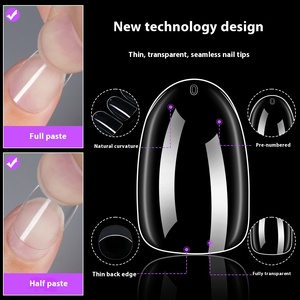 Transparente ultrafino de tamaño completo nuevo estilo francés ovalado usable uñas postizas cortas uñas artificiales en caja dedos sin rastro - Product Image 2