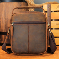 Tas Selempang Kulit Asli Vintage Eropa dan Amerika Kulit Kuda Crazy Horse Tas Mini Messenger Pria