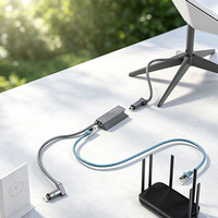 Adaptateur Ethernet Starlink V2 Gigabit RJ45 avec port traversant coudé à 90° sans alimentation externe pour antenne Gen2, camping-car et réseaux marins