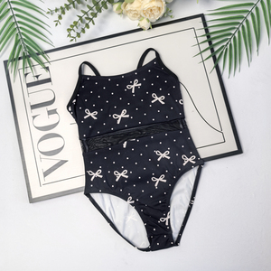 เต้นบัลเล่ต์สีชมพูสีดำสำหรับเด็กชุดรัดรูปพิมพ์ลายผูกโบว์น่ารักสินค้าใหม่ - Product Image 5