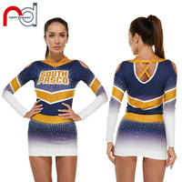 Mode En Gros Cheerleading Uniforme Sublimation Impression Vêtements De Danse Justaucorps pour Adultes Femmes JUPE