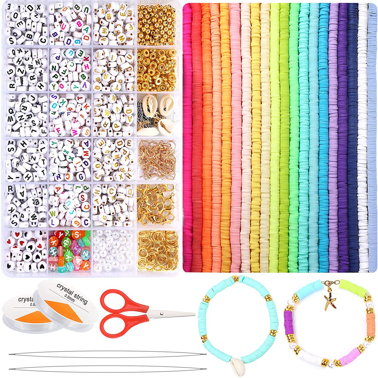 Цветные Плоские Круглые бусины-разделители 6 мм из полимерной глины, комплект креативных бусин-подвесок для браслетов, ожерелий, аксессуары для изготовления ювелирных изделий своими руками