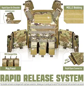 REVIXUN Chaleco Tactico Schutzweste PE Combat Tactical Armor Weste Schnell verschluss Laser geschnittene Platten träger Taktische Weste