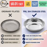 Assiettes en acier inoxydable 304 à motif martelé, poli miroir, empilables, 16, 18, 20, 22 cm, coffret cadeau – Vente directe usine