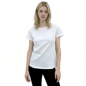 T-shirt Estiva da Donna HDJ a Girocollo a Maniche Corte, Bianco Puro, Taglie S/M L/XL, Top Casual in Cotone Traspirante - Product Image 1
