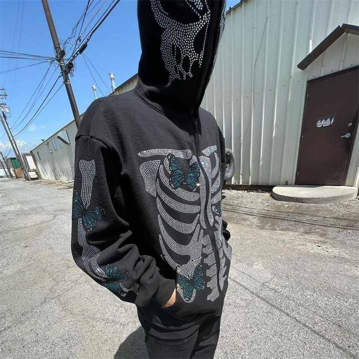 Shop High Quality Y2K Zip Hoodies with Rhinestone Details