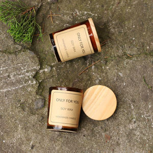 AIKUN Bougies en verre décoratives artisanales de haute qualité, personnalisées, senteurs d'automne, bougies en cire de soja parfumées bio avec couvercle en bois - Product Image 3