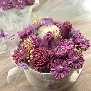 LANJO DIY Bouquet de bougies élégantes faites à la main à fleur unique, bouquets de bougies parfumées en cire de paraffine pour les fêtes et le Ramadan - Product Image 6