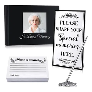 Black Cover Memorial Service Custom Guest Book Memory Funeral Guest Book WIth Pen