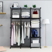 6-Cube 35x35 Noir Wire Mesh Placard Organisateur Empilable Rack Boîte de Rangement pour Vaisselle Nettoyage Garde-Robe Supports de Rangement Racks