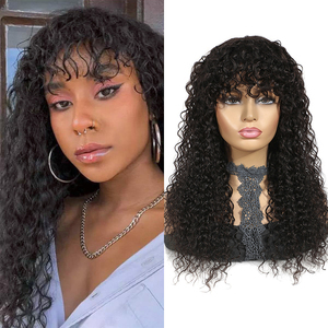 วิกผมมนุษย์หยิกสีดำธรรมชาติแบบมีหน้าม้า วิกผมมนุษย์บราซิลสำหรับผู้หญิงผิวดำ วิกผมมนุษย์หยิกแบบเรมี่ - Product Image 2